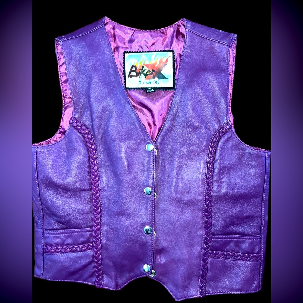 Women’s Purple Leather Vest